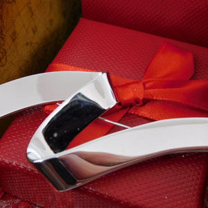 Monet Signed Silver Ribbon Brooch